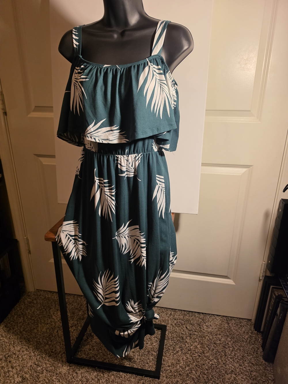 white birch Teal and White Asymmetrical Tropical Dress